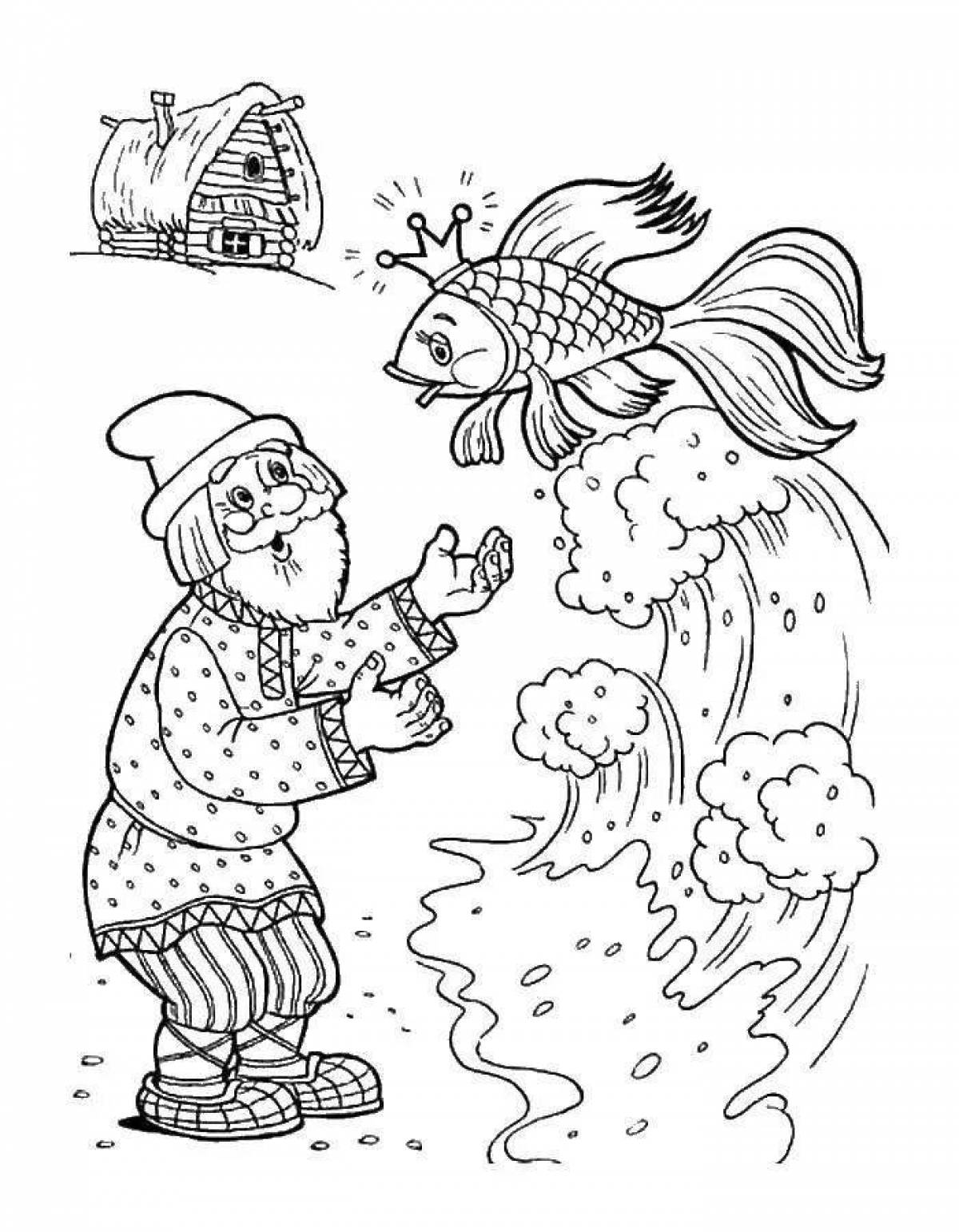 Great coloring book based on Pushkin's fairy tales for preschoolers
