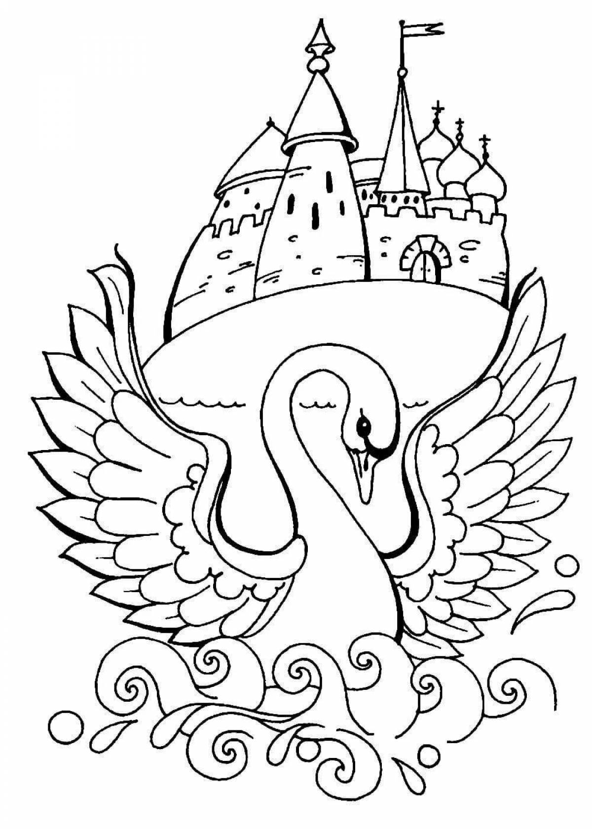 Live coloring book based on Pushkin's fairy tales for preschoolers