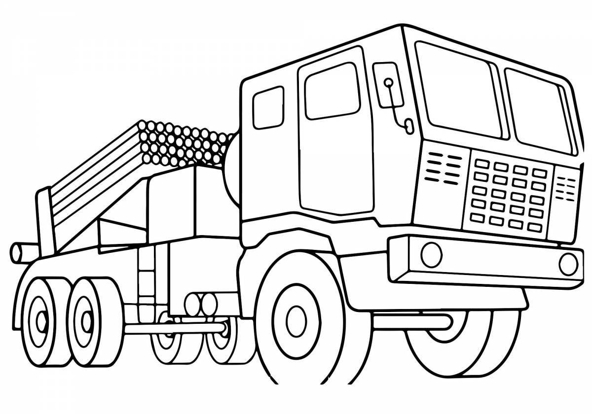 Large coloring of military equipment for boys