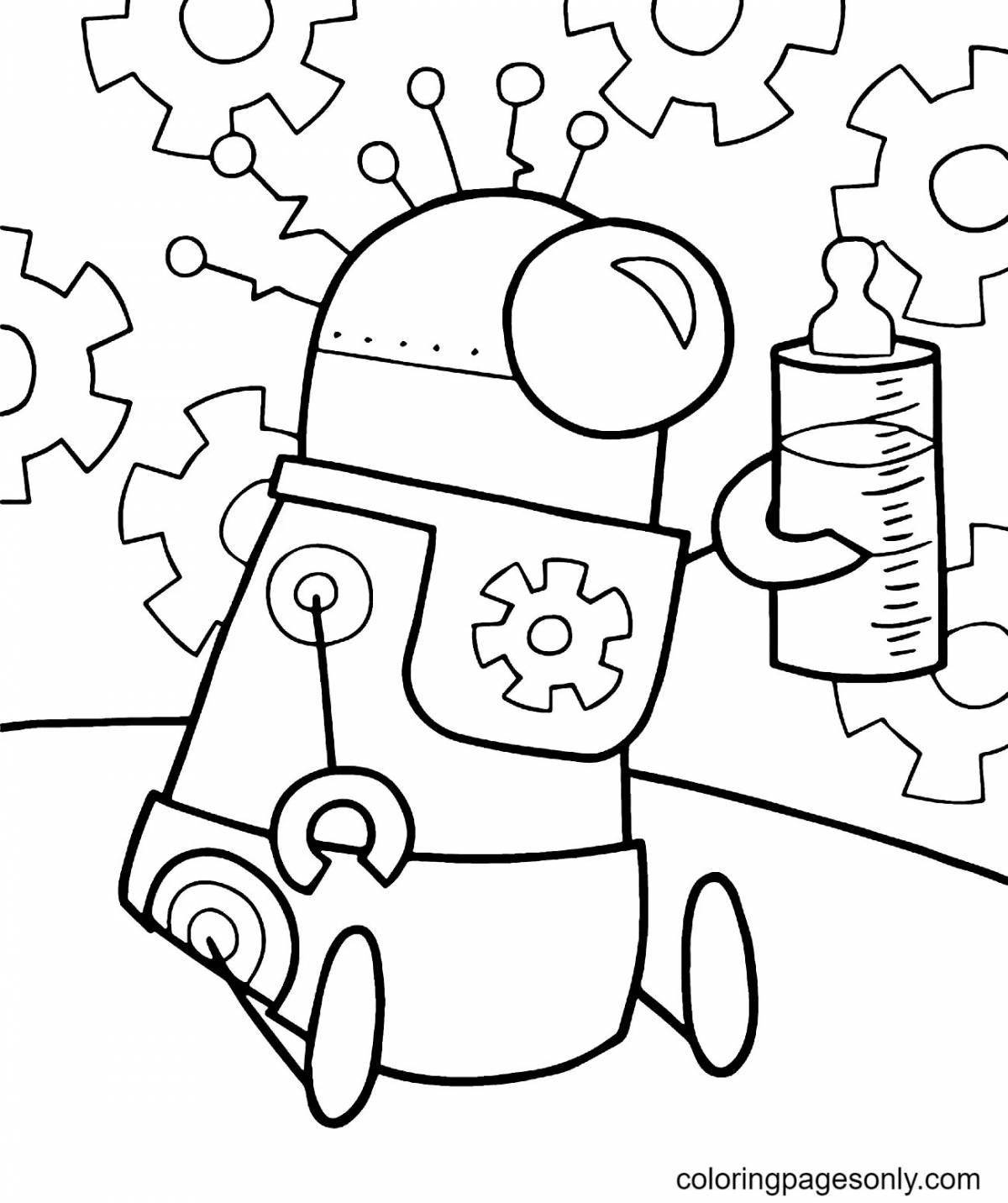 Colorful robot coloring book for 4-5 year olds