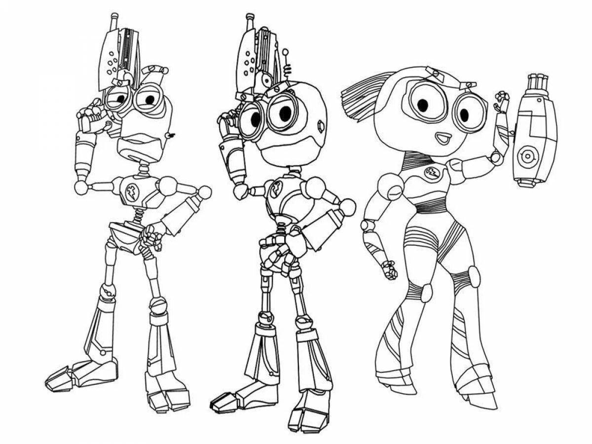 Adorable robot coloring book for kids