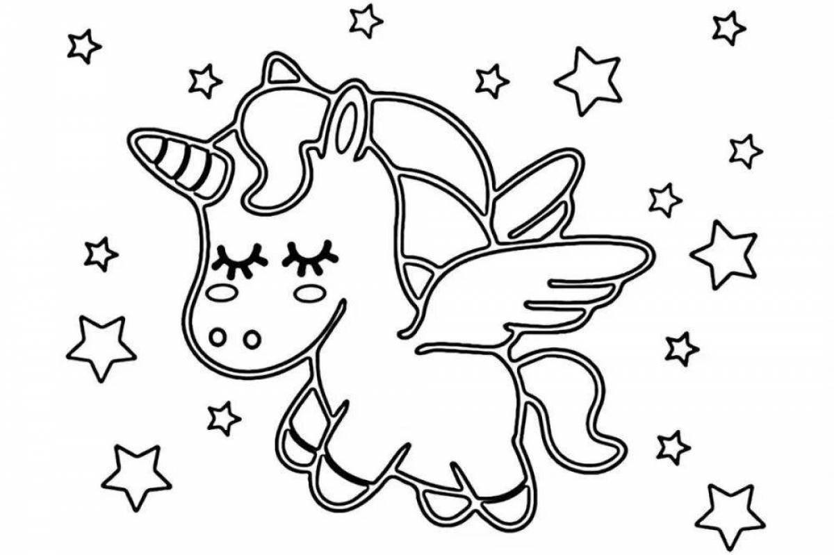 Coloring book shining unicorn