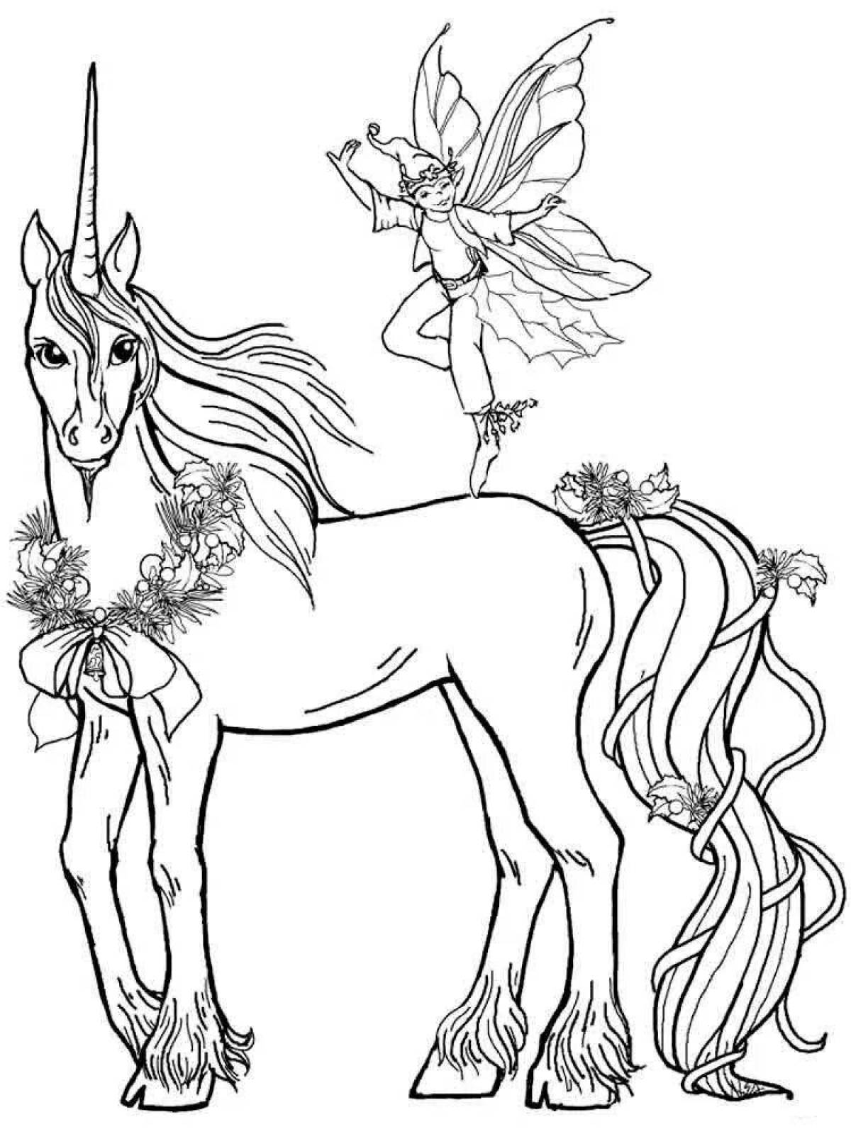 Playful unicorn coloring page