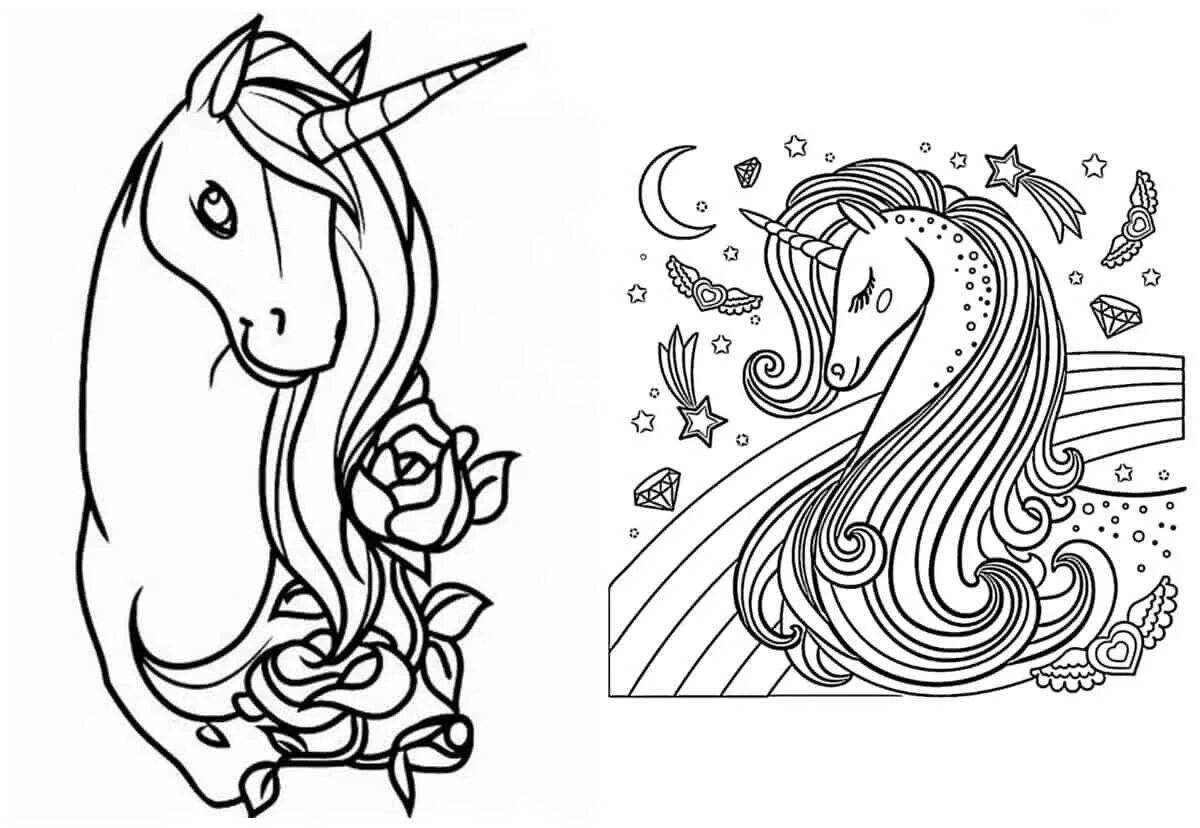 Exalted unicorn coloring page