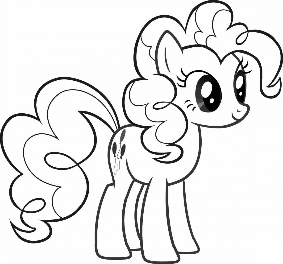Coloring page happy pony for children 6-7 years old