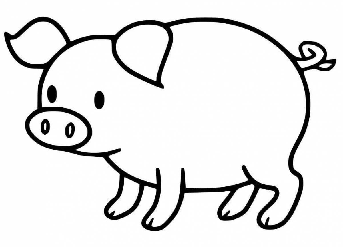 Joyful coloring pig