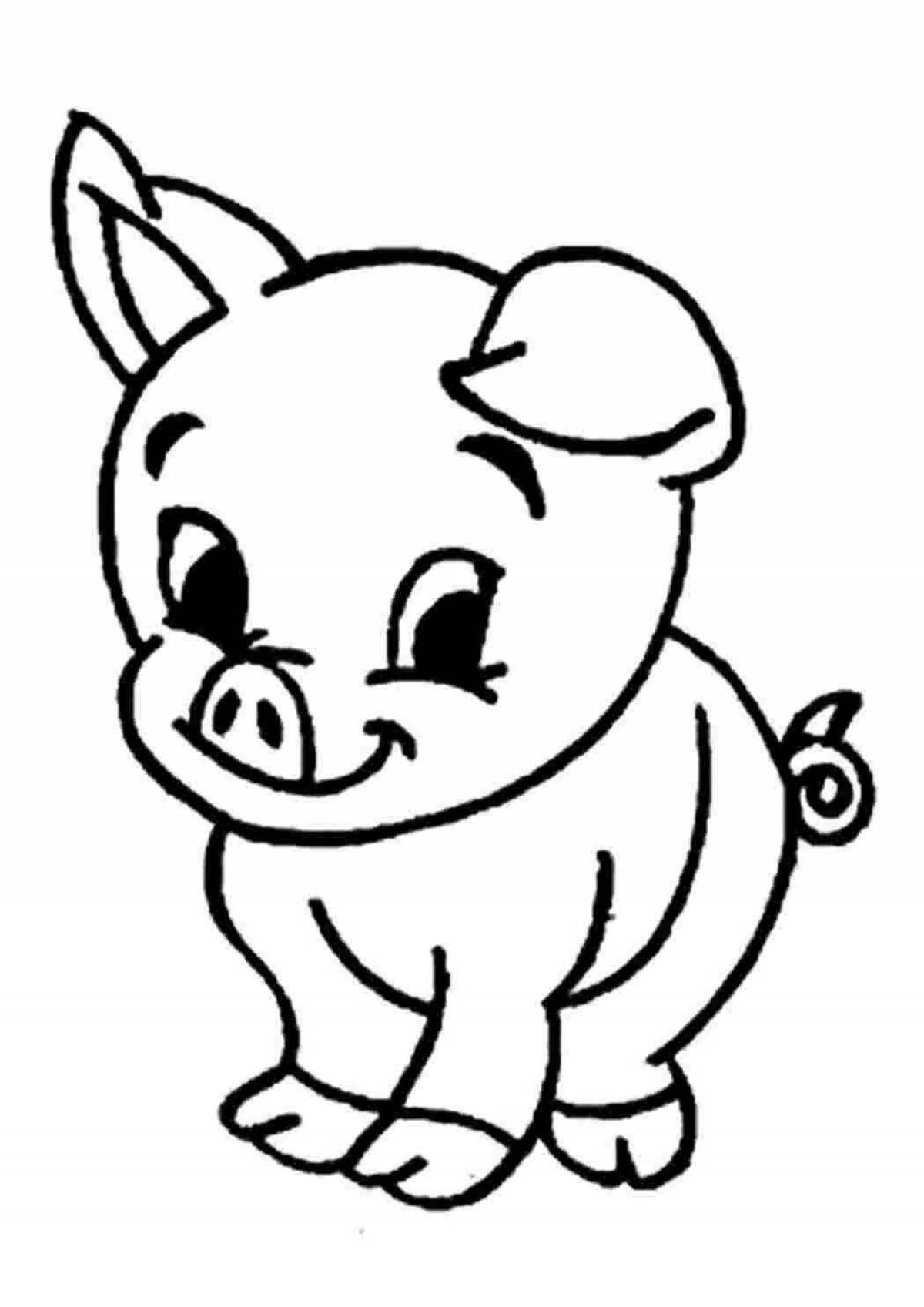 Веселая раскраска свинья