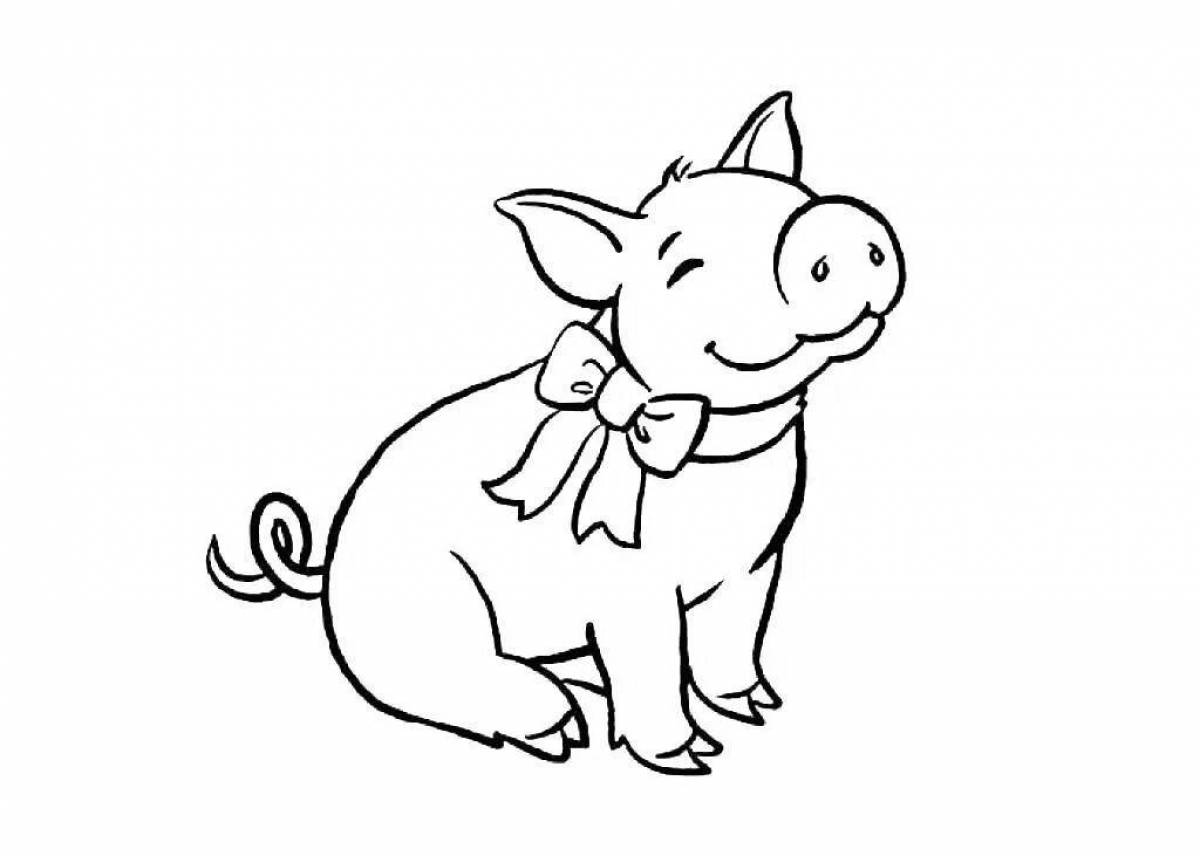 Snuggly pig coloring