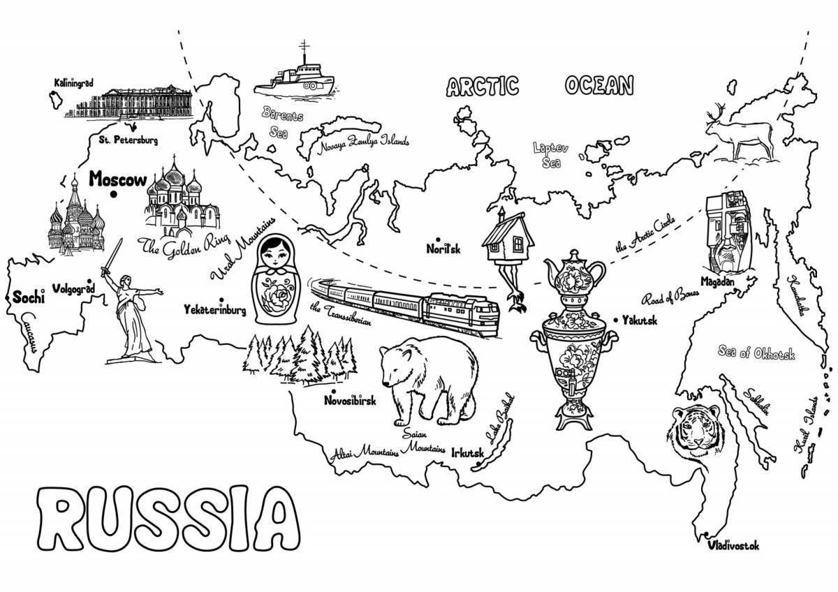 Карта россии распечатать раскраска