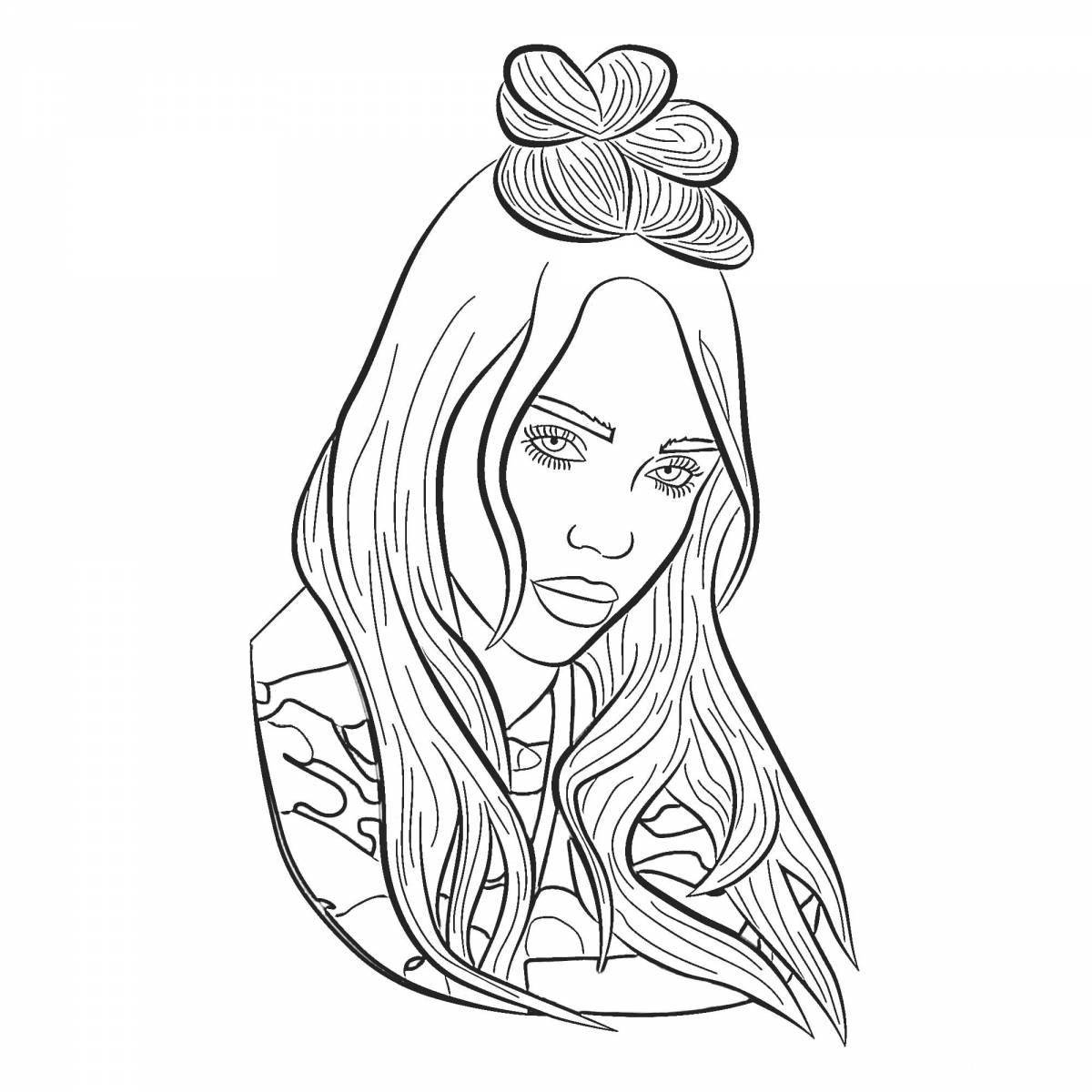 Beautiful billie eilish coloring page