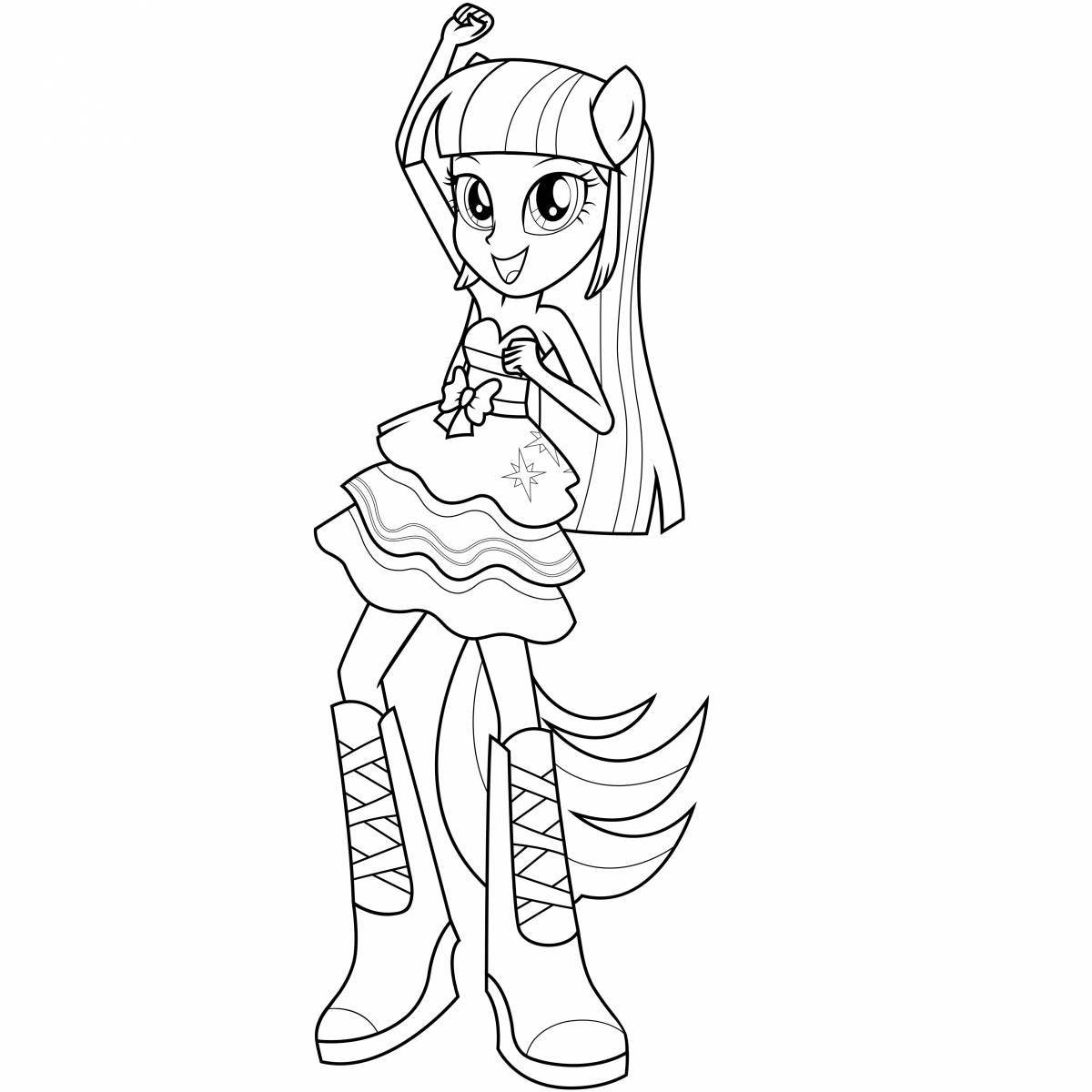 Colorful pony people coloring page