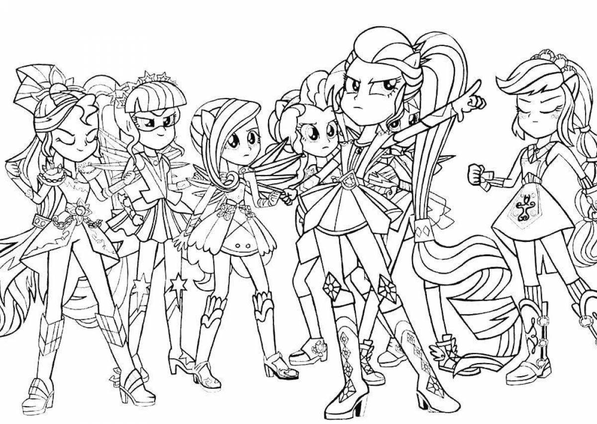 Adorable pony people coloring page