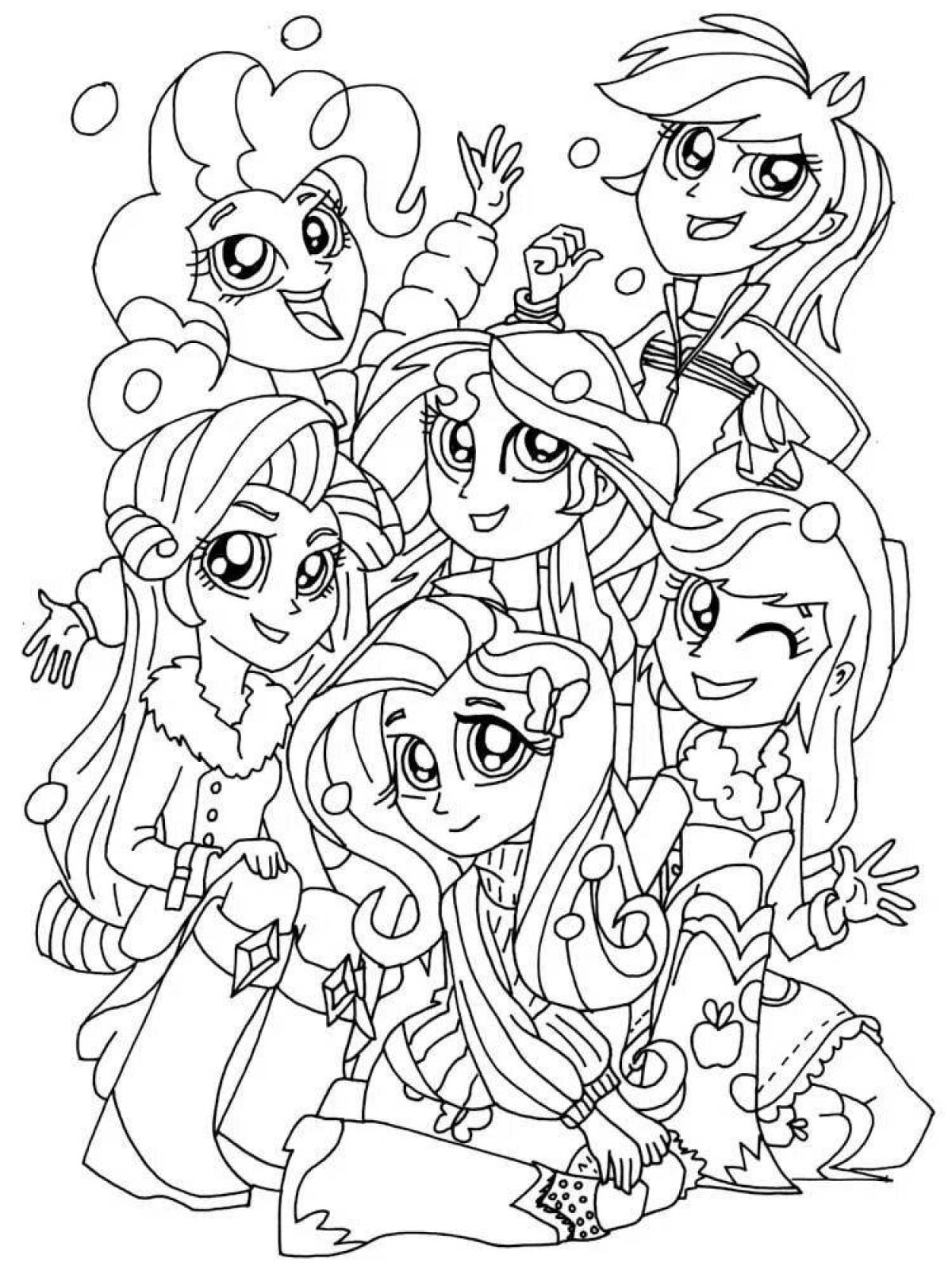 Coloring page magic pony people