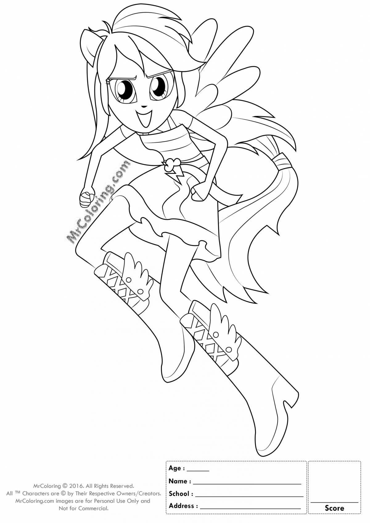 Playful pony people coloring page