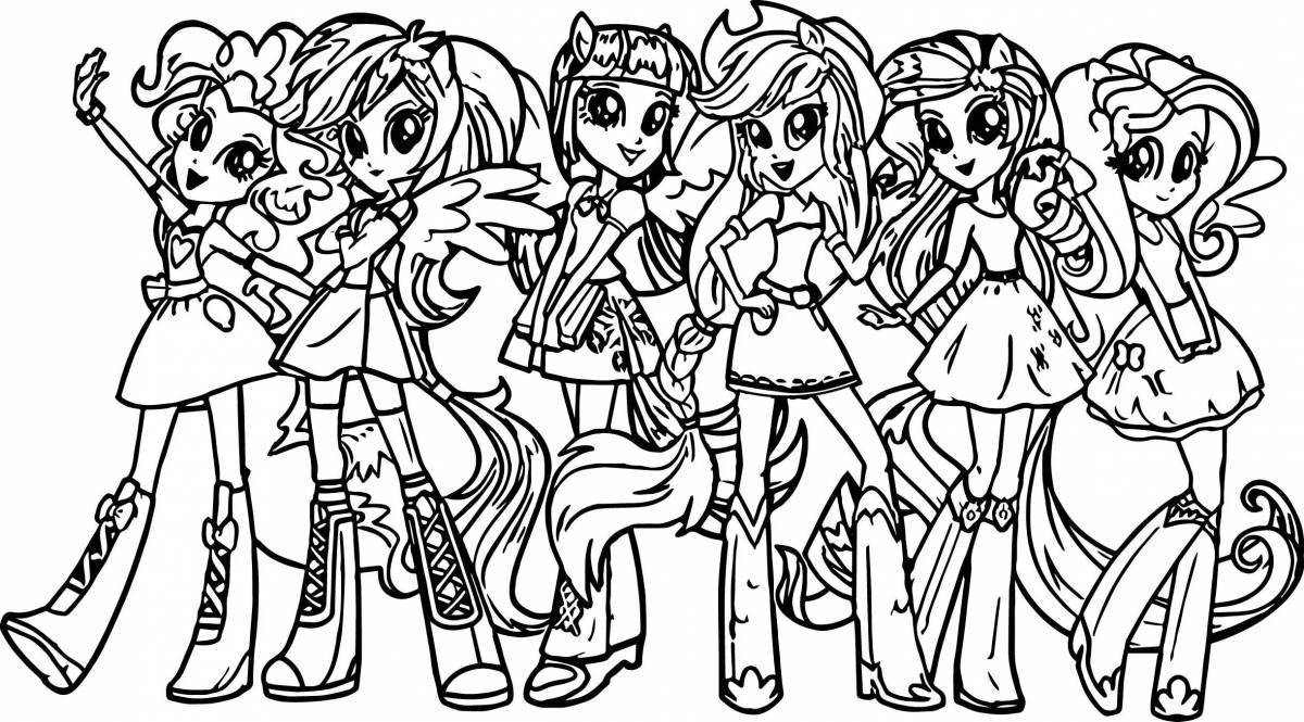 Coloring page wild pony people