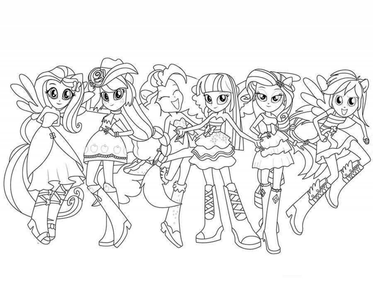 Coloring page gorgeous pony people