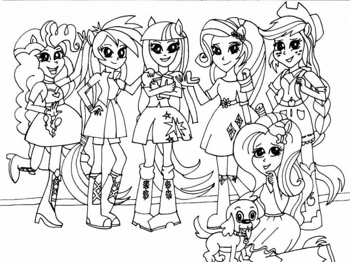 Coloring page shining pony people