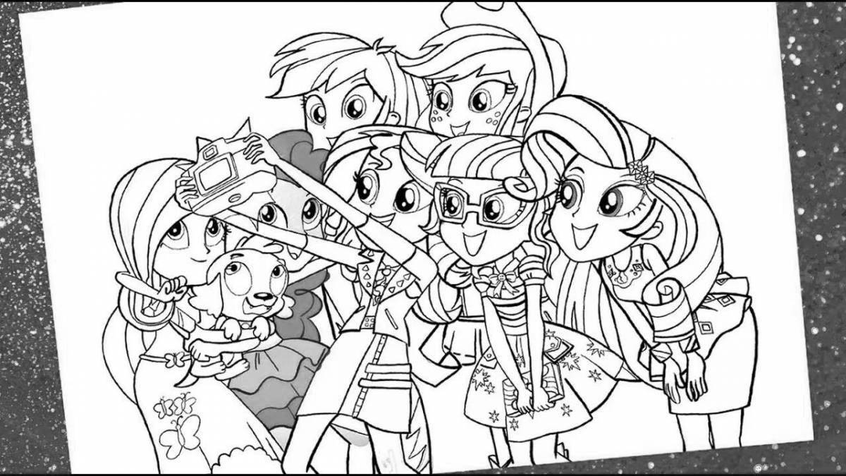 Coloring page funny pony people