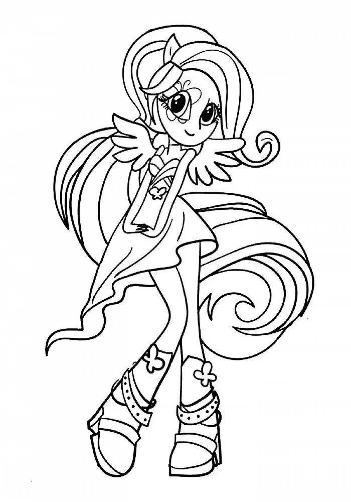 Coloring page fine pony people