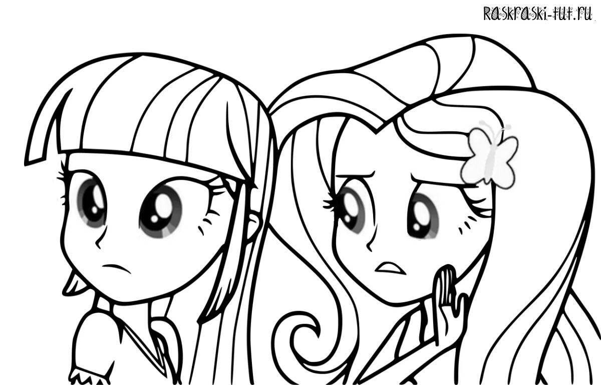 Coloring page living pony people