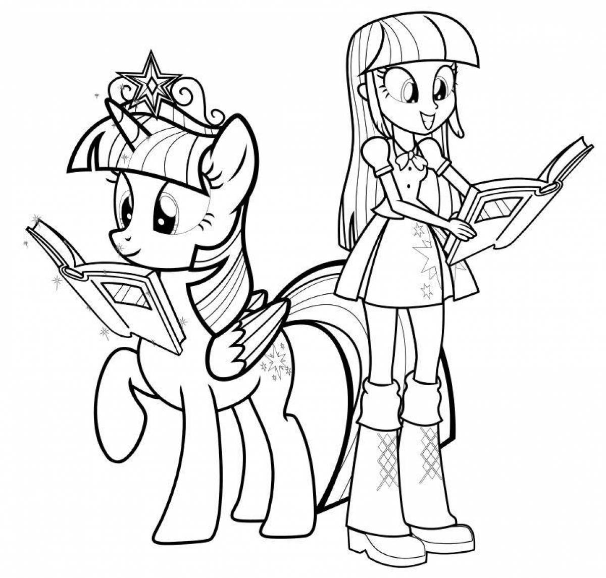 Coloring page blessed pony people