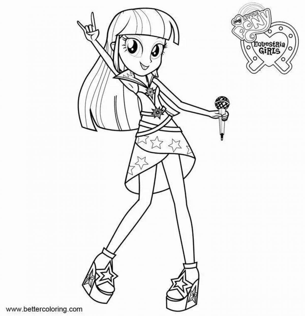 Coloring page exotic pony people