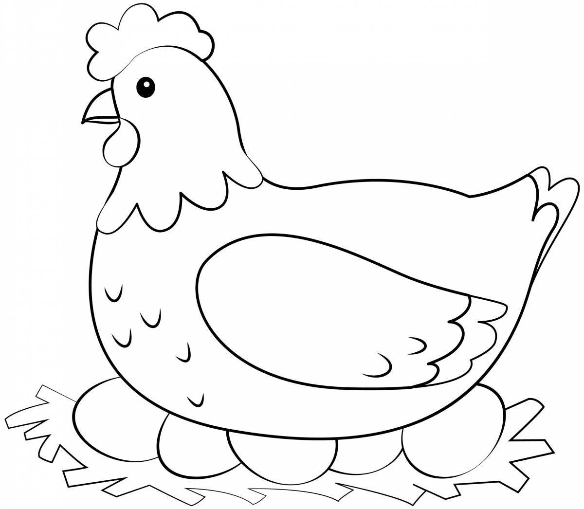 Playful chicken coloring page for kids