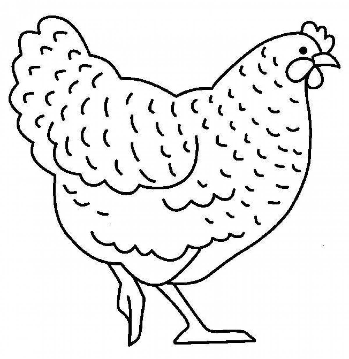 Очаровательная курица-раскраска для детей