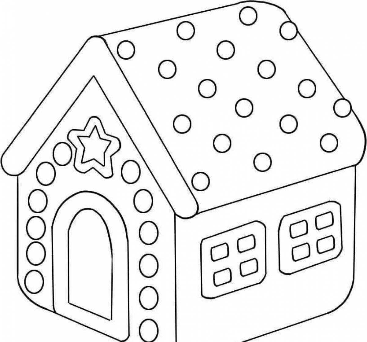 Coloring page holiday gingerbread house for kids