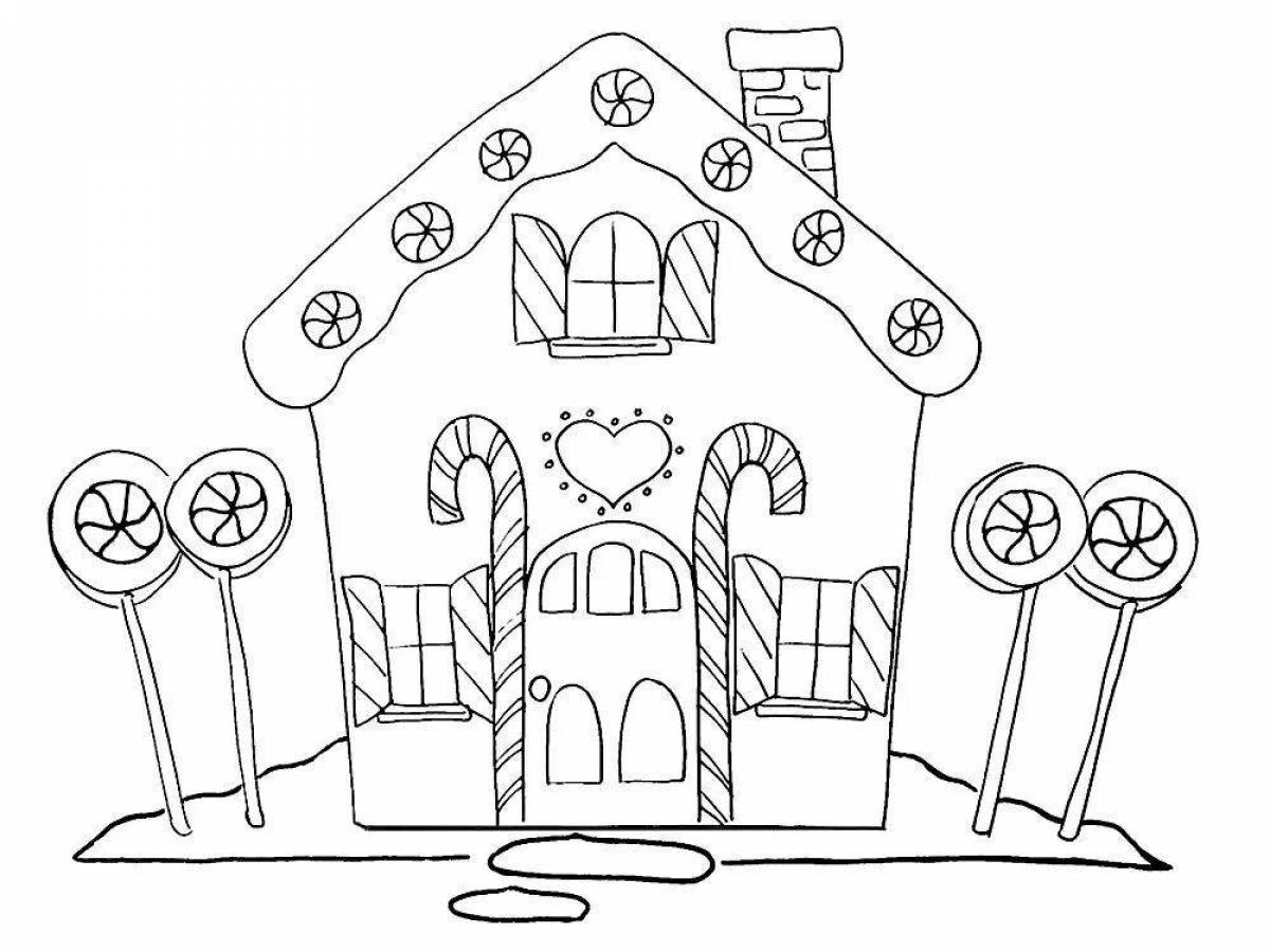 Coloring book magic gingerbread house for kids