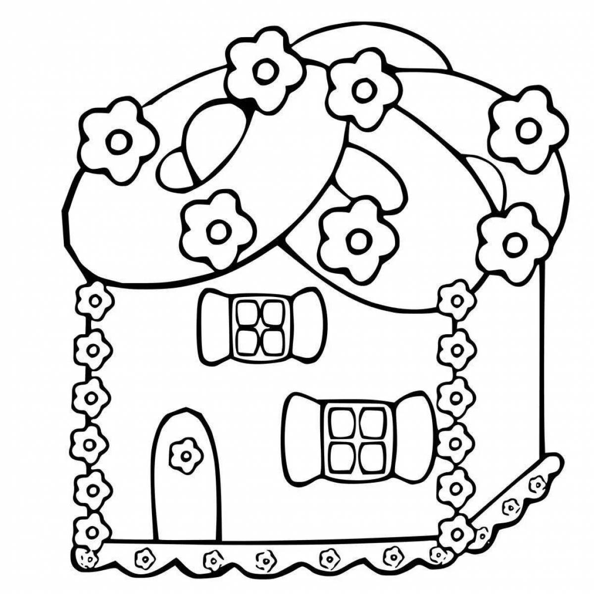 Adorable gingerbread house coloring book for kids