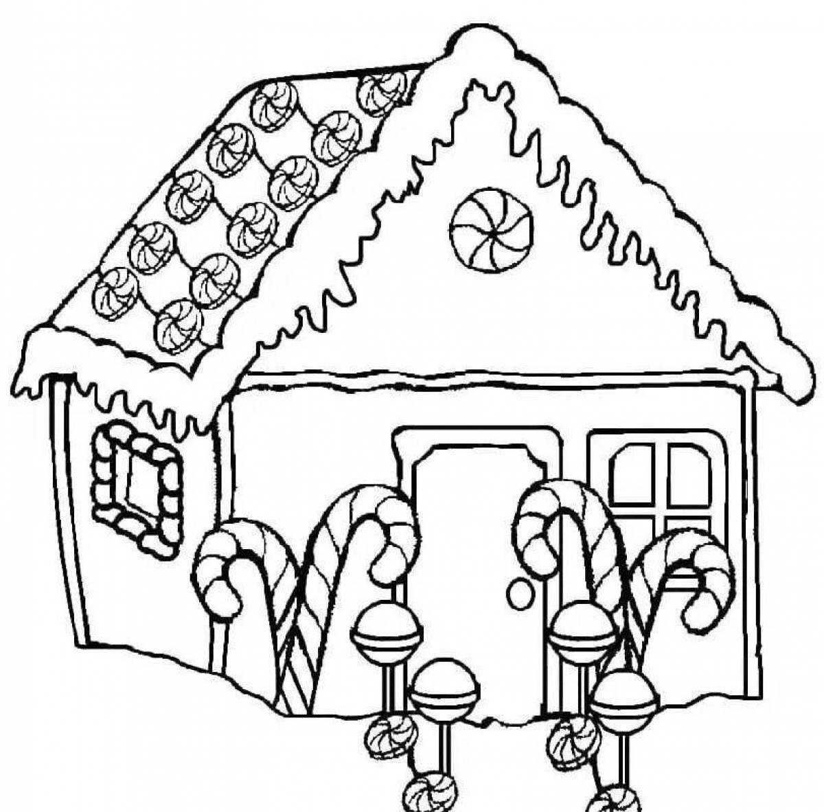 Раскраска «игривый пряничный домик» для детей