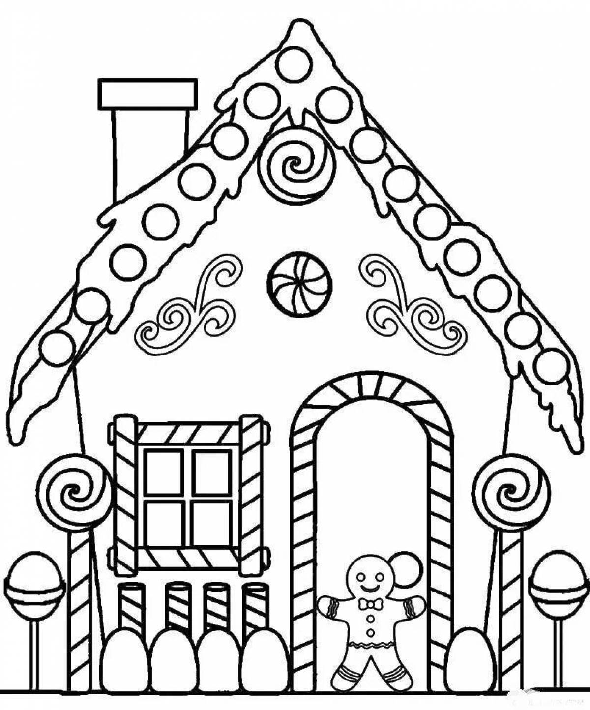 Раскраска сладкий пряничный домик для детей