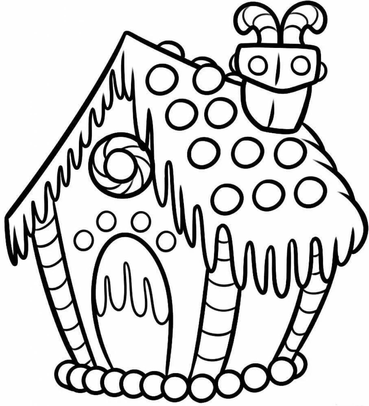 Impressive gingerbread house coloring page for kids