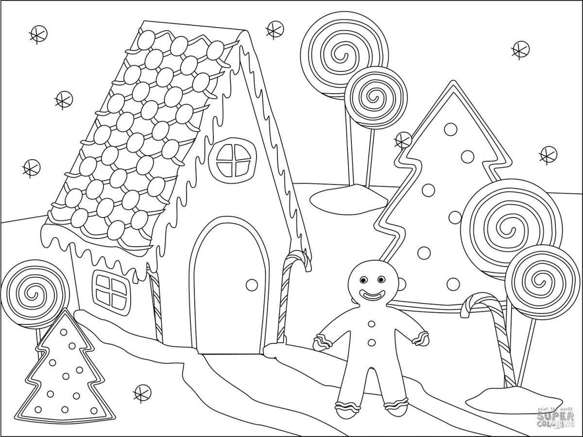 Unique gingerbread house coloring book for kids