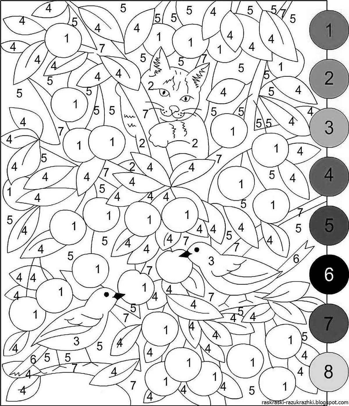 Stimulating coloring by numbers offline