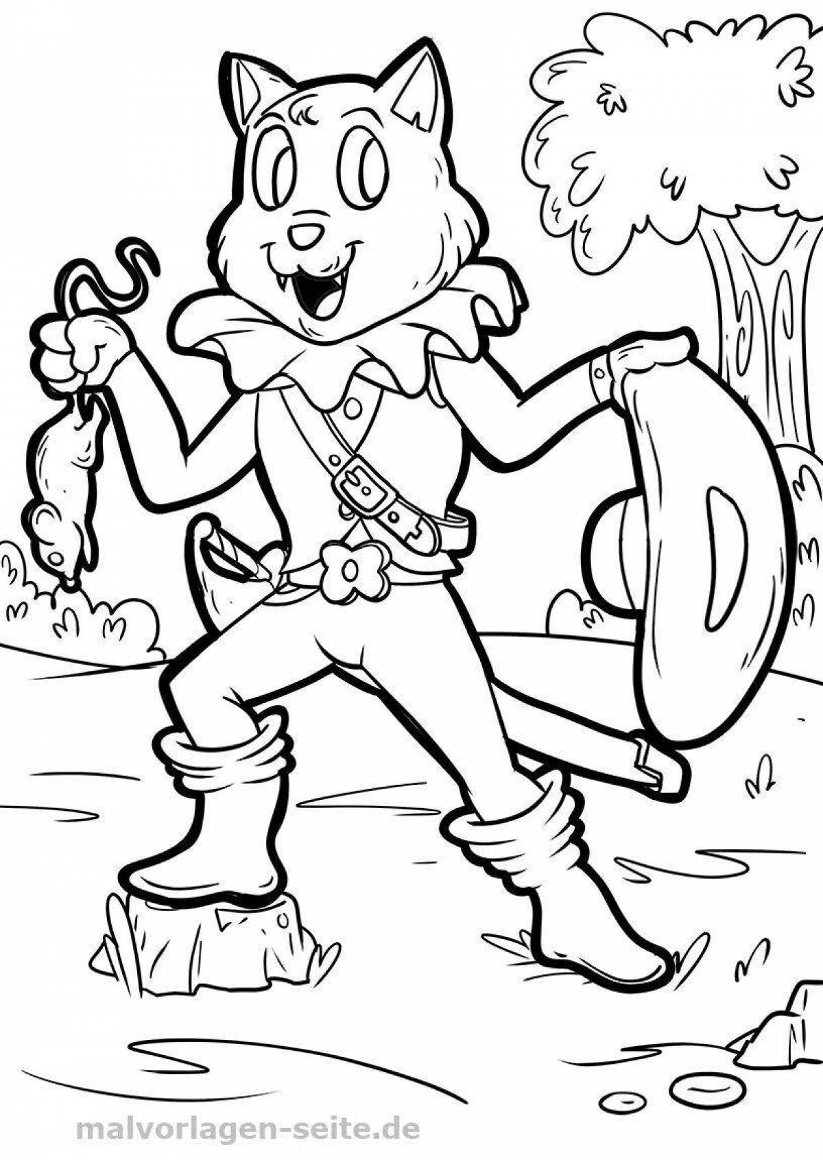 Charles Perrault's funny pussy in boots coloring book