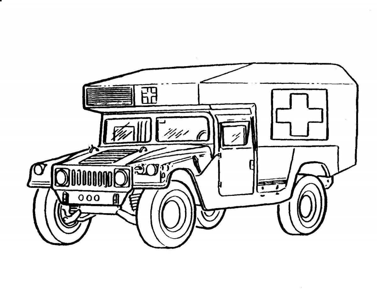 Fun coloring of military equipment for children
