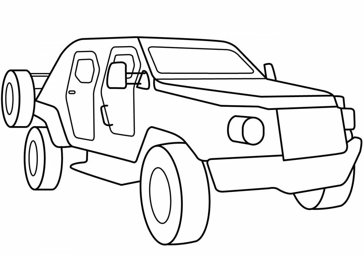 Joyful military vehicle coloring book for kids