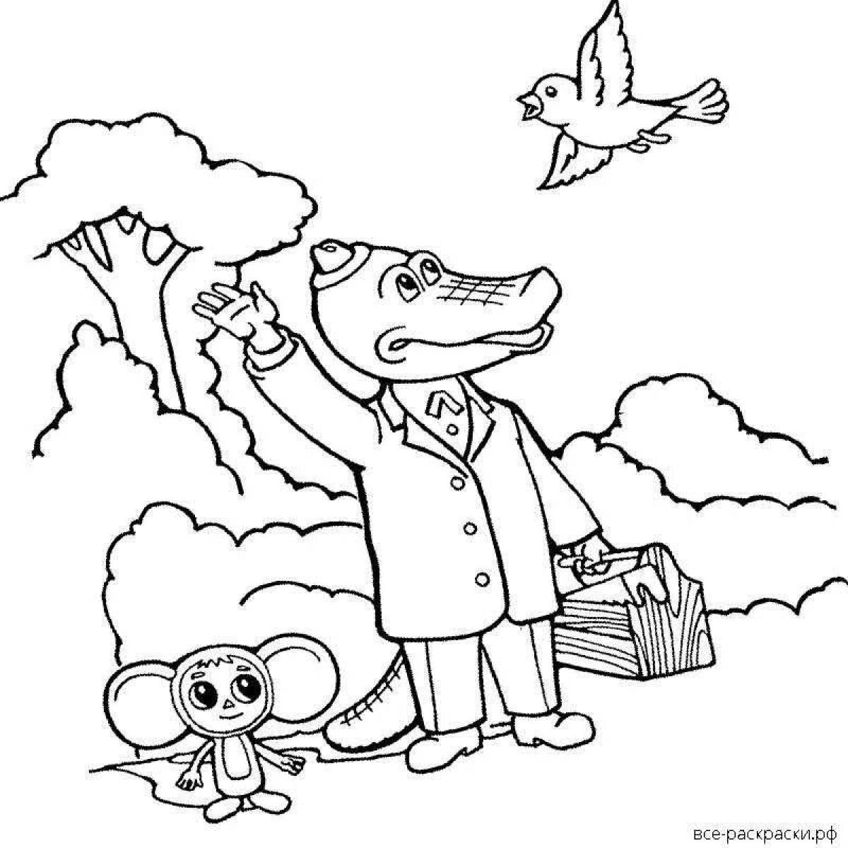 Charming coloring crocodile gena for kids