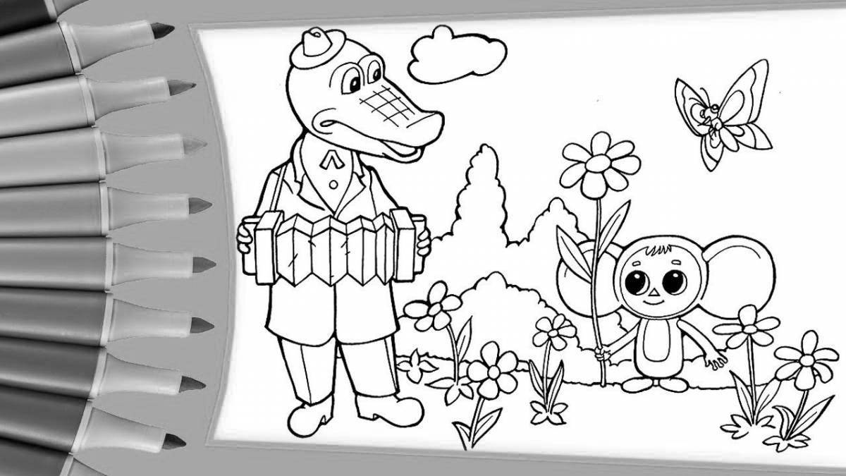 Delightful coloring crocodile gena for kids