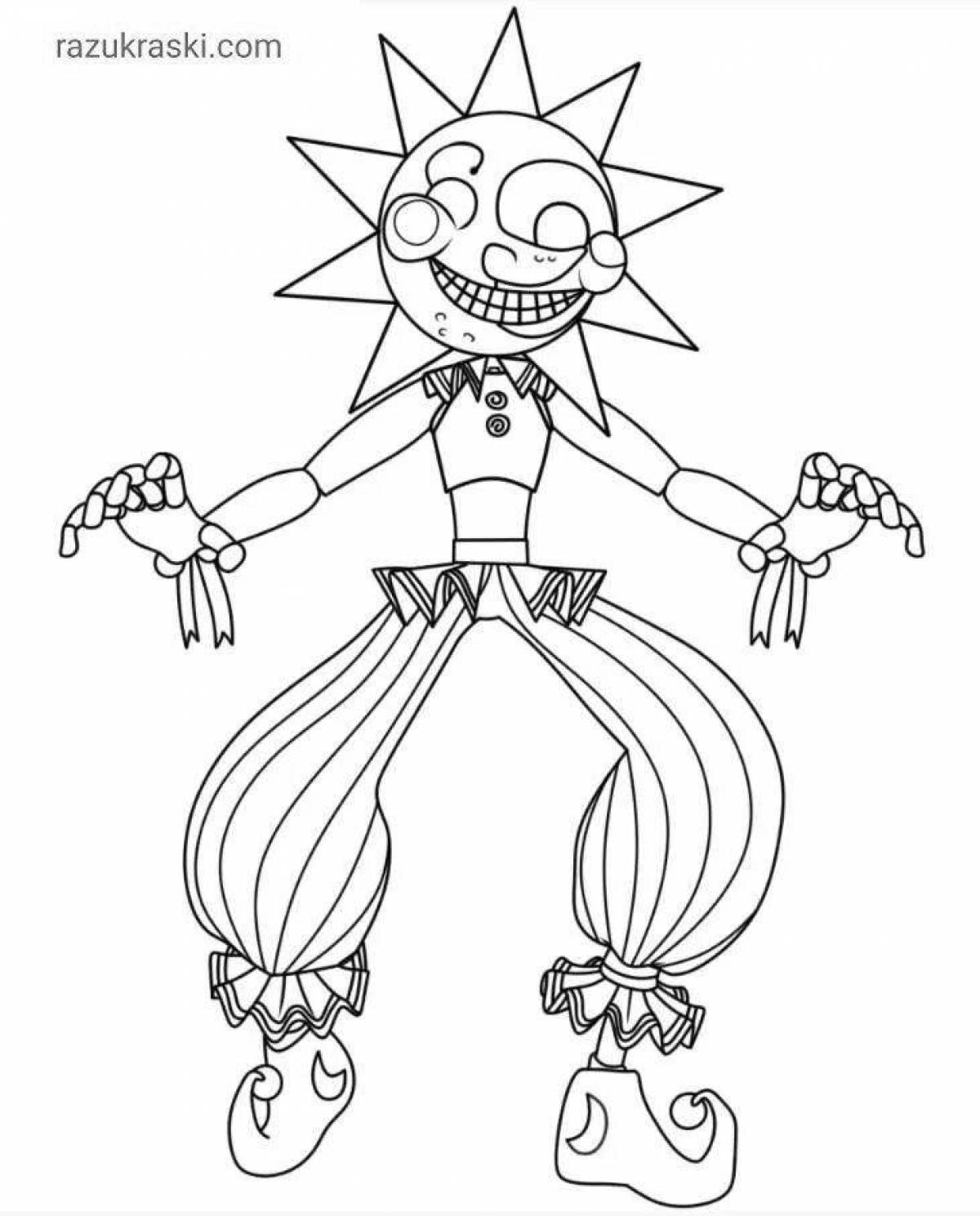 Distinctive animatronics sun and moon coloring pages for kids