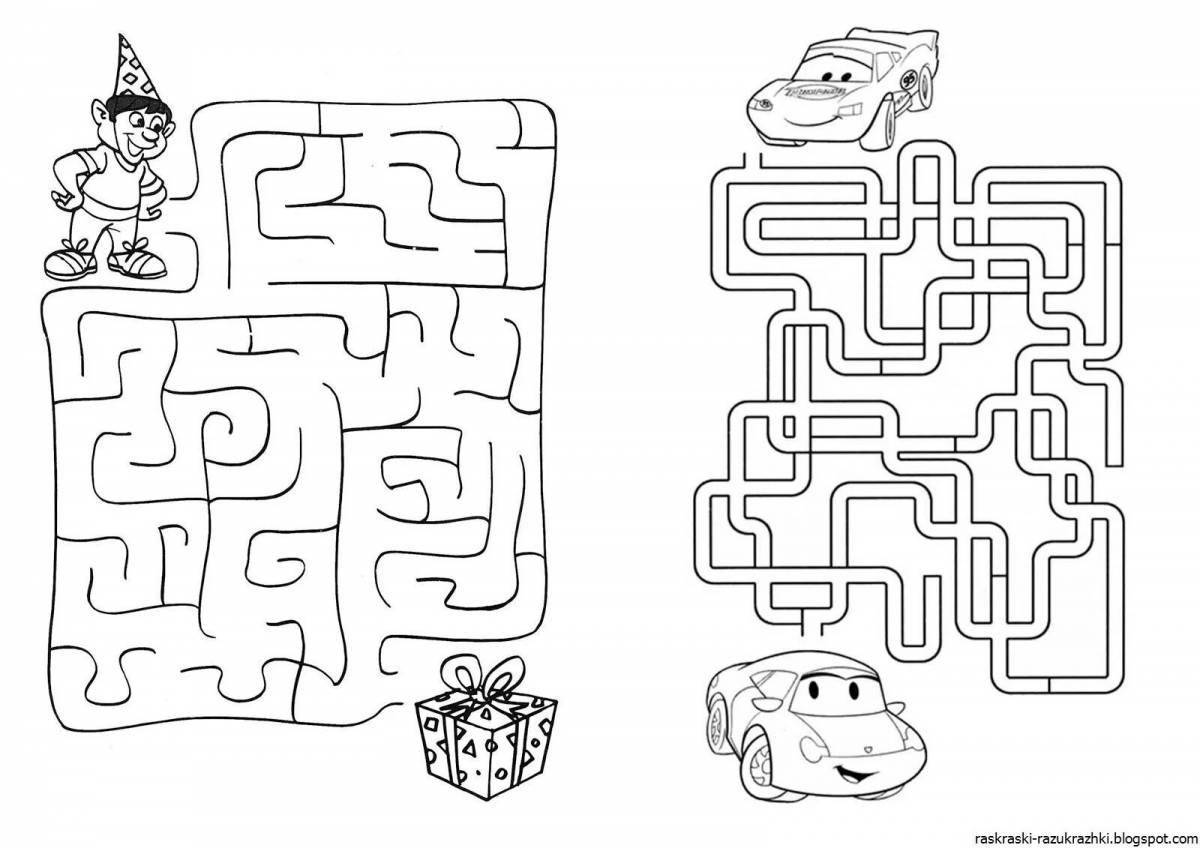 Fun coloring maze for children 7-8 years old