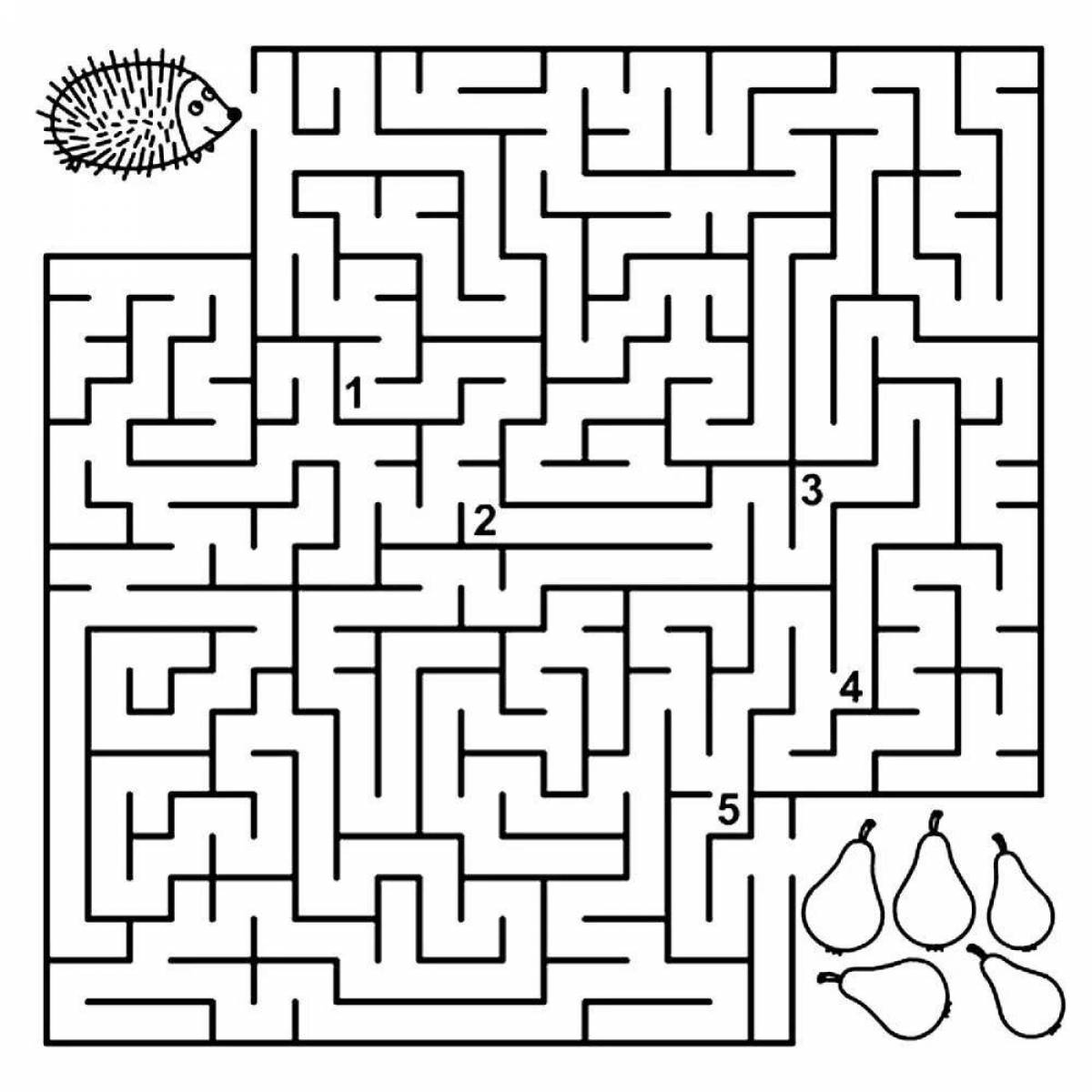 Inspiring maze coloring book for 7-8 year olds