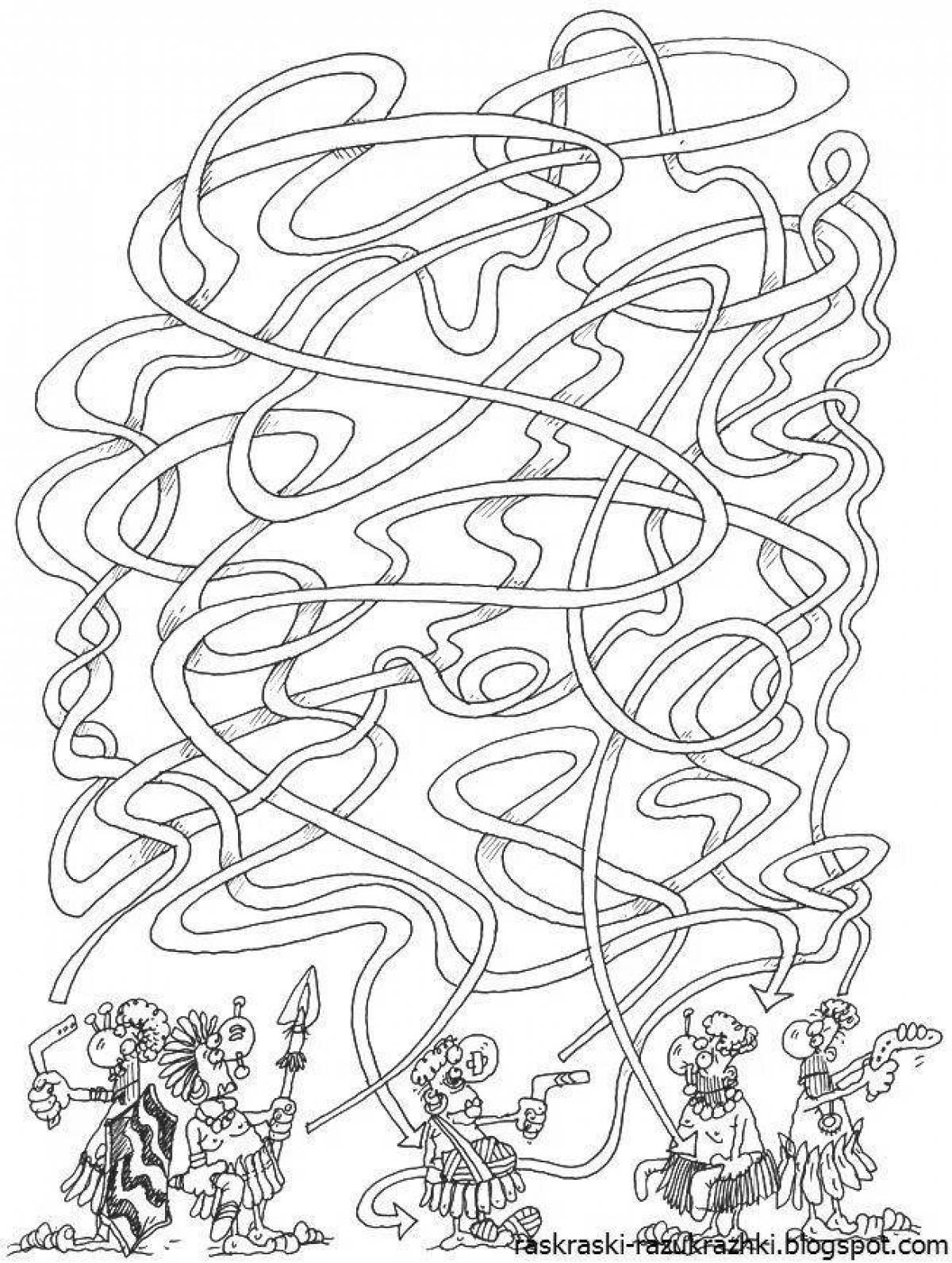 Fun coloring maze for kids 7-8 years old