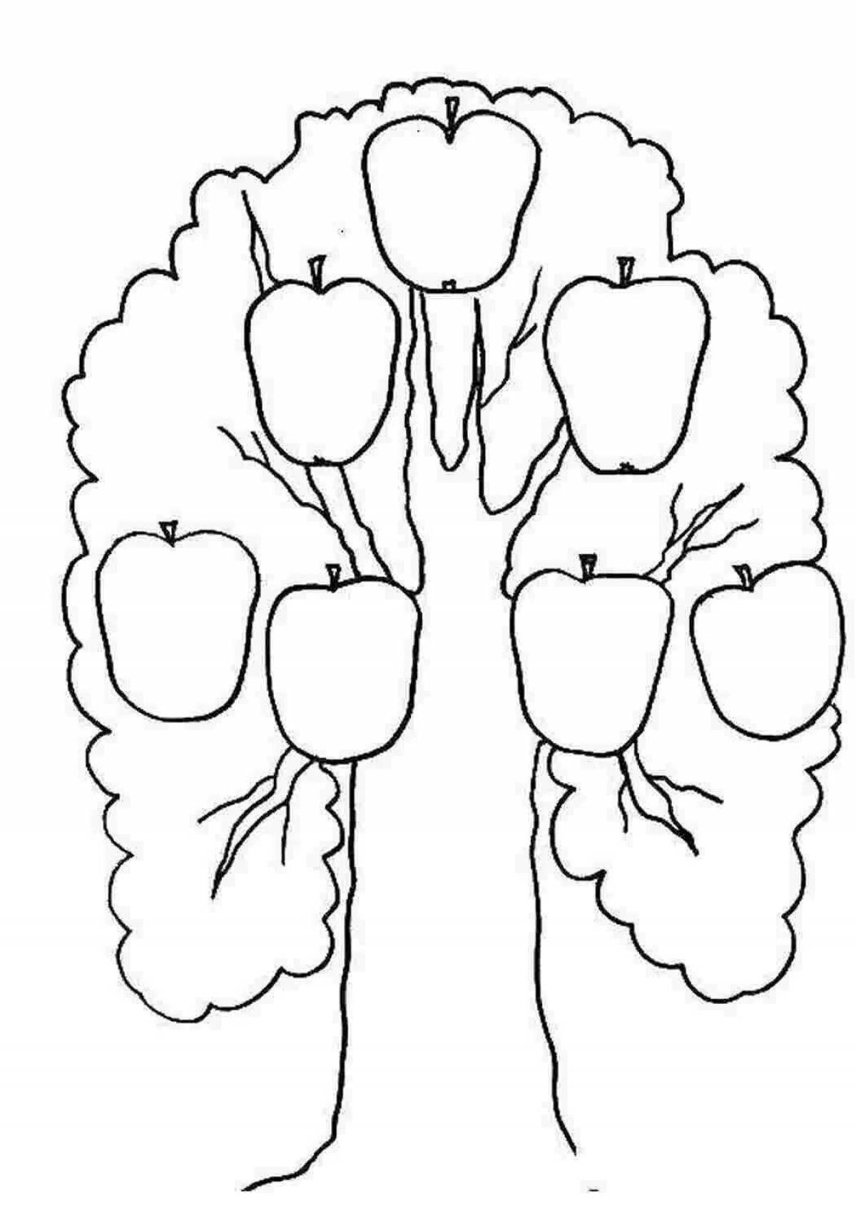 Красочная страница раскраски «семейное древо»