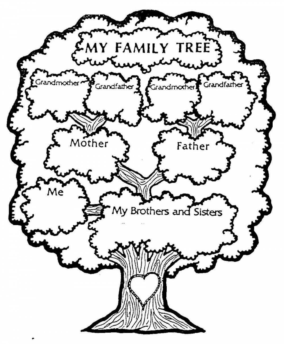 Раскраска большое семейное древо