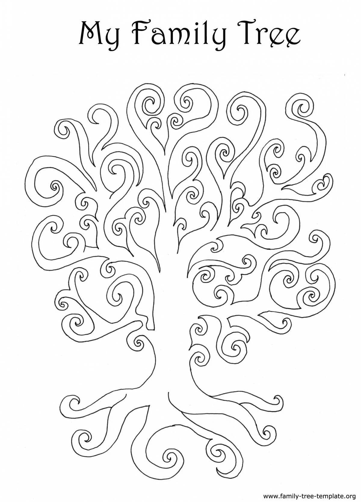 Раскраска очаровательное семейное древо