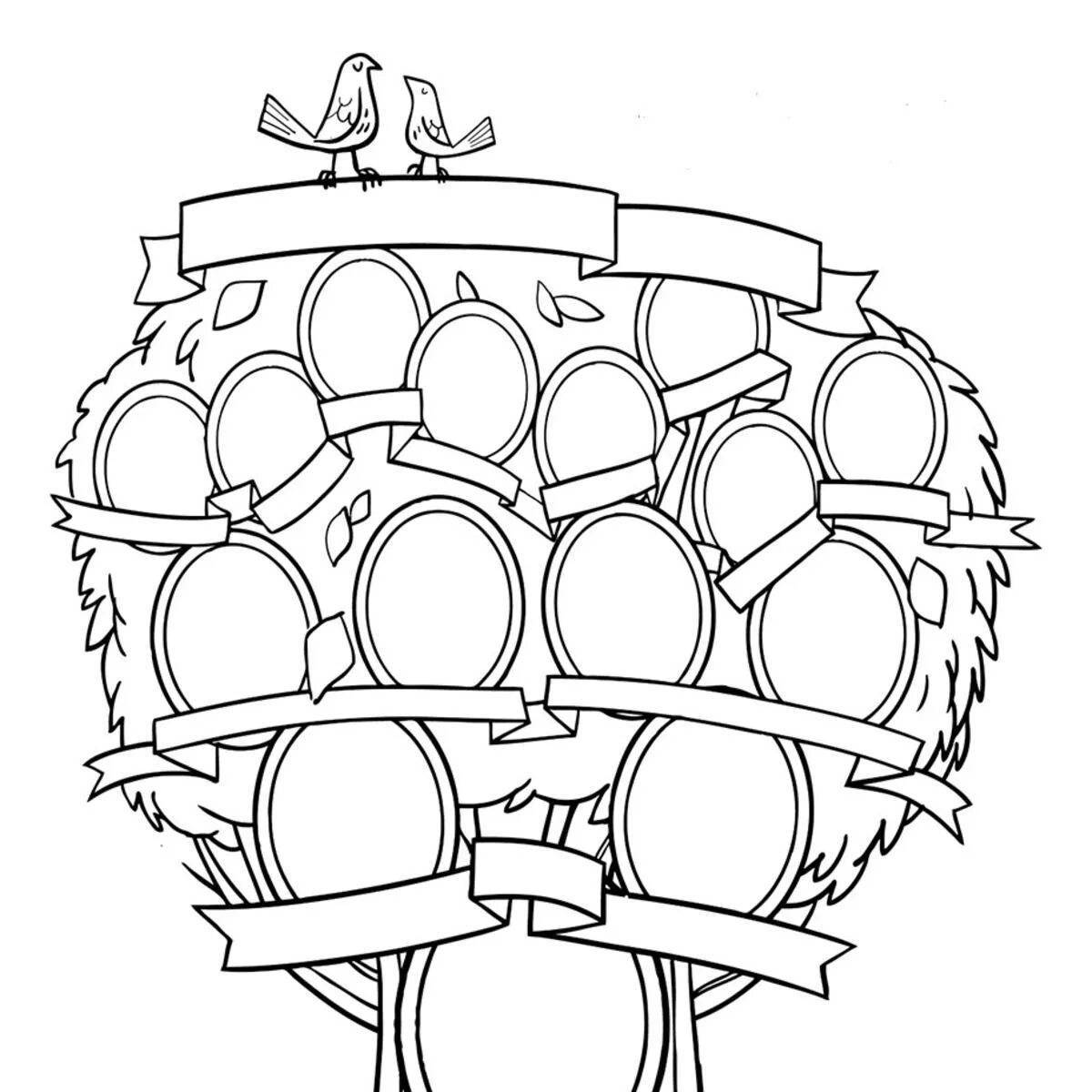 Luxurious family tree coloring page