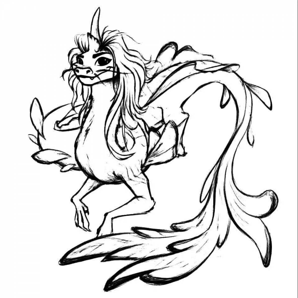 Vibrant shisu dragon coloring page